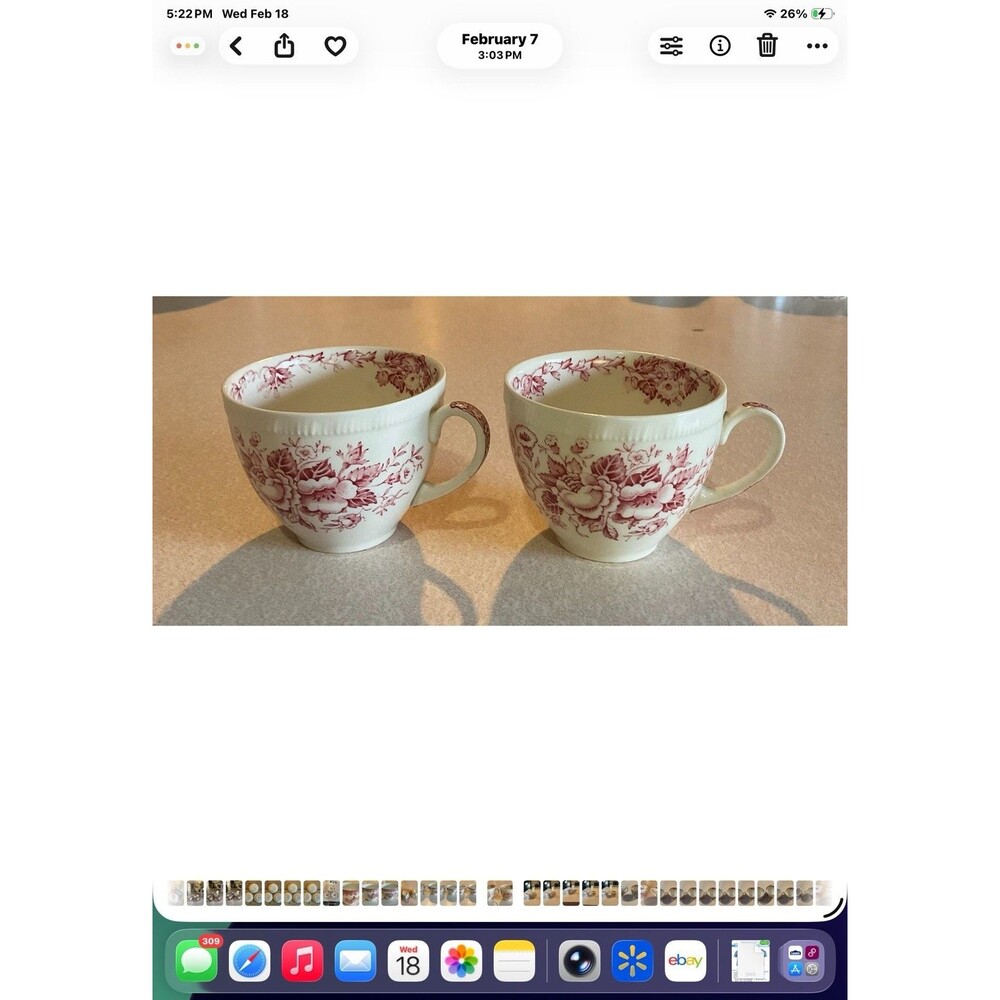Two Tea Cups Salisbury Pink by Alfred Meakin